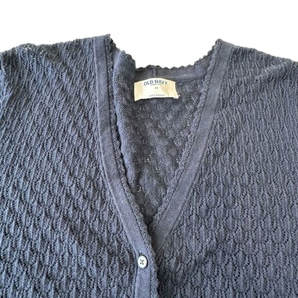 Old Navy SoSoft Lite Pointelle Navy Blue Cardigan, Plus Size 4X - Picture 7 of 10